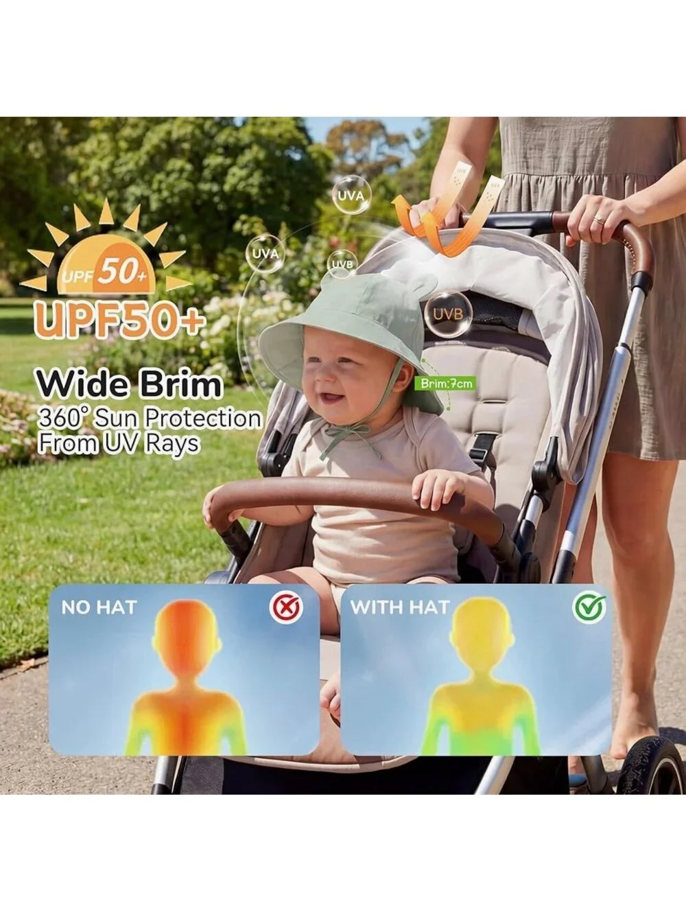Baby Sun Hat w/ Bear Ears (52cm)